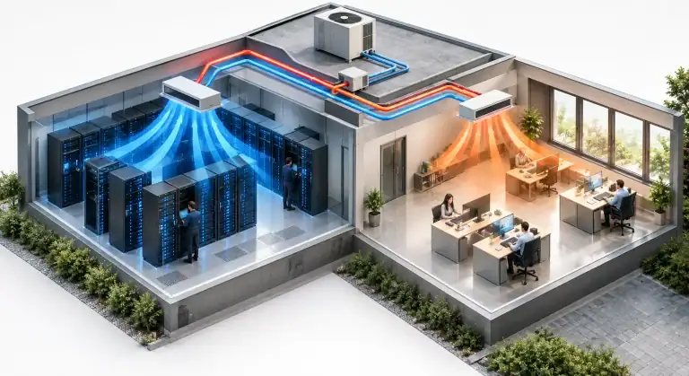 Warmterecuperatie met HVAC in een kmo, schema